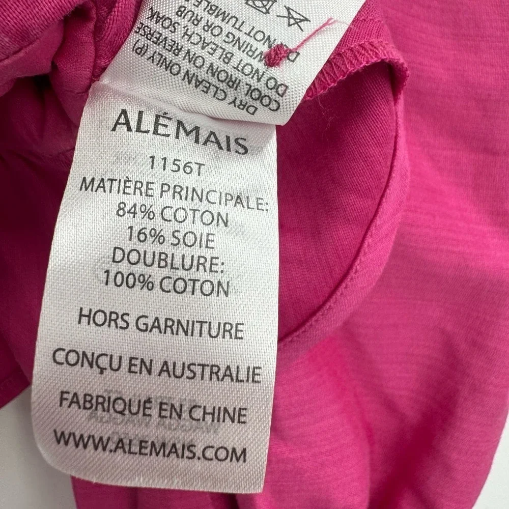 ALEMAIS Blaire Ruffle Blouson Crop Top Pink Puff Silk Cotton Size 4 NWOT